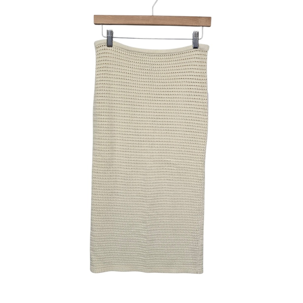 House of Harlow 1960 Cream Crochet Knit‎ Midi Skirt 100% Cotton Small NEW